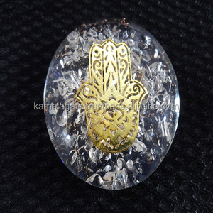 Handmade <b>Crystal</b> Quartz Orgone Dome Hamsa Symbol <b>Chakra</b> Healing Stone <b>Set</b> Reiki Agate Domes Feng Shui Gemstone Souvenir Mascot - Product Image 1