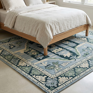 Alfombra de Lana de Lujo Clásica Anudada a Mano con Diseño Decorativo de Patrón Floral Geométrico para Sala de Estar y Dormitorio - Product Image 4