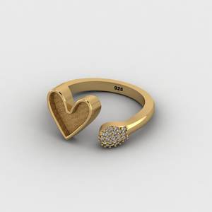 Solid 925 Silver 10mm Heart Blank Bezel Adjustable <b>Ring</b> Setting With CZ Breastmilk DIY Resin Filling Keepsake Jewelry Findings - Product Image 1