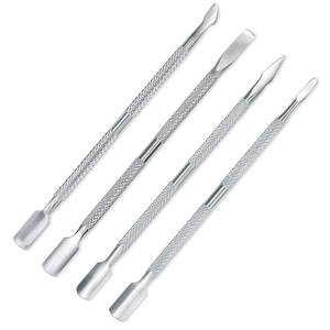 Double-ended Curved Stainless Steel Finger Manicure Cuticle Pusher Nail Art Spoon <b>Remover</b> Custom Beauty <b>Tool</b> Wide Jaw Opening - Product Image 1