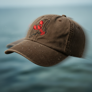 Gorra de Béisbol Casual de Algodón con Bordado de Langosta y Contorno del Estado de Maine, Estilo Vintage Lavado, Gorra Tipo Dad, OEM, Gorra Personalizada - Product Image 5