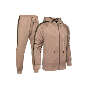 Ensemble de survêtement pour homme, design tendance, hiver, décontracté, manches longues, respirant, séchage rapide, fermeture éclair, noir uni, en polaire - Product Image 2