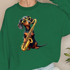 ดัชชุนด์เล่นเสื้อสเวตเชิ้ตผู้หญิงแซ็กโซโฟน - Product Image 3