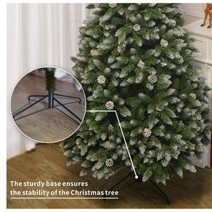 Sapin de Noël givré de 7 pieds avec des cônes de pin et 500 lumières LED blanc chaud, décorations de Noël - Product Image 5
