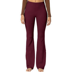 Pantalones de yoga acampanados de cintura alta con diseño cruzado para mujer, leggings de corte de bota con frente en V, control de abdomen, sensación de segunda piel, pantalones de fitness, ropa de gimnasio - Product Image 1