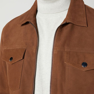 Classic Style Casual <b>Suede</b> <b>Leather</b> <b>Jacket</b> Stand Front Eco-Friendly Durable Comfortable Construction Suitable for Daily Use - Product Image 4