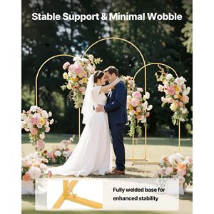 Set di 3 Supporti ad Arco in Metallo Dorato con Struttura Stabile e Facile Montaggio, 7.2/6.6/6ft, per Matrimoni e Compleanni - Product Image 4