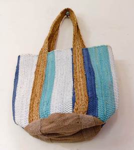 Wholesale Braided Jute Beach <b>Bags</b> with Multicolour Cotton Chindi Handles and Custom Designs best for shopping and party <b>bags</b> use - Product Image 3