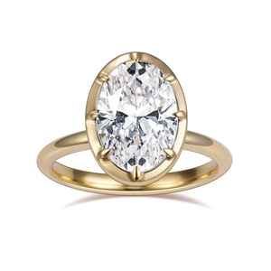 Anillo de promesa con diamante de laboratorio premium de 2.02 quilates, corte ovalado, unisex, oro amarillo de 14 quilates, joyería fina moderna y personalizable para novia. - Product Image 5