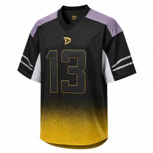 Men's V-Neck Short Sleeve Football Jersey Mesh 100% Polyester Gradient Black Gold Number 13 Sublimated Print <b>Athletic</b> Fit - Product Image 3