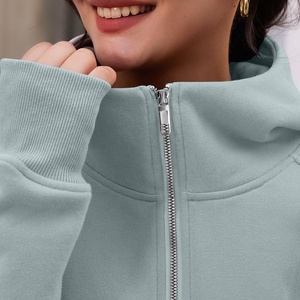 Hoodies Zipper Activewear <b>Turtleneck</b> Windproof Custom Zipper up Quick Dry <b>Women</b> Breathable Regular <b>Top</b> Hoodie Casual streetwear - Product Image 3