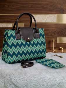 Women's Casual Geometric Pattern Two <b>Straps</b> Crossbody Tote Bag Zipper Closure Waterproof for Daily Travel Use Cosmetic Pouch - Product Image 3
