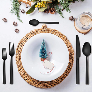 Matte Black Metal Flatware <b>Set</b> Minimalist Design Dishwasher Safe Fork Knife Spoon Catering Cutlery At <b>Cheap</b> Price - Product Image 4