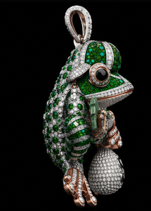Pendentif grenouille en moissanite verte, breloque animale 3D, collier grenouille en strass, cadeau bijou - Product Image 1