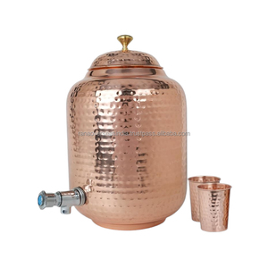 ถังเก็บน้ำทองแดงทำด้วยมือแบบดั้งเดิมพร้อมหัวจุกสแตนเลสและแก้ว2ใบสำหรับใช้ในบ้าน - Product Image 1