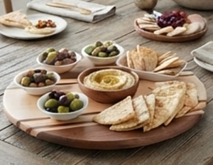 Plateau tournant élégant en bois rond fait main pour cuisine, support de rangement au design grain de bois naturel - Product Image 3