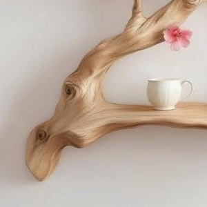 Luxury Handcrafted Cherry Blossom Tree Wall Mounted Floating Shelf Artistic Solid Wood Display Rack - Product Image 2