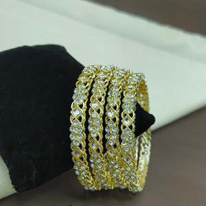Gold Plated Crystal Stone <b>Bangles</b> <b>Set</b>-Elegant Crystal Bracelets - Product Image 1