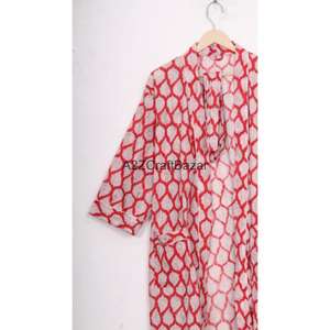 Bata Kimono 100% Algodón con Estampado Floral para Mujer, Ropa de Noche de Verano, Vestido de Playa, Bata con Logo Trasero - Product Image 3