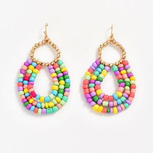 Pendientes de Gota de Agua con Cuentas Multicolores, Tejidos a Mano, Creativos y Modernos, de MD HANDICRAFTS - Product Image 1