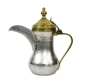 กาต้มกาแฟอาหรับโลหะขายดีอันดับต้นๆ รุ่นเงินลายตอก สำหรับใช้ในบ้านและโรงแรม  กาต้มชาและกาแฟดีไซน์สวย ลดราคา - Product Image 1