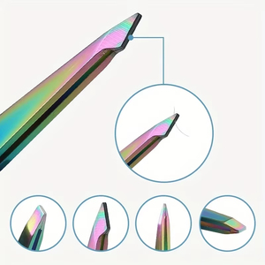 Stainless Steel 4pcs Eyebrow <b>Clip</b> Set with Colorful Titanium Plating Eyebrow <b>Clip</b> for <b>Trimming</b> and Grooming and Hair Removal - Product Image 6