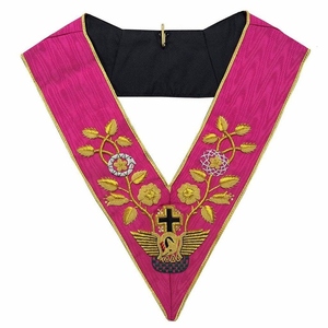 Collier de Rite Écossais 18e Degré Rose Moiré Chevalier de la Croix Rose Collier Maçonnique Régalia du Rite Écossais Collier Rose Vif - Product Image 1
