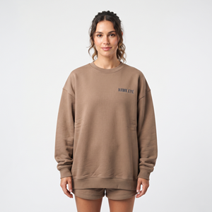 Sudadera Oversize de Mujer con Hombros Caídos, Cuello Redondo, Manga Larga, Bordado Personalizado, Casual, de Algodón y Felpa - Product Image 3
