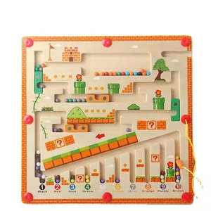 Wudly para Super Mario Theme Tablero de laberinto magnético de madera Juego de rompecabezas de laberinto de mármol educativo Máquinas de aprendizaje divertidas para niños - Product Image 3