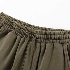 Pantalones Verdes de Cintura Media con Cordón Elástico, Corte Holgado, Largos, de Algodón, Estilo Casual, Color Sólido, Estilo Otoñal - Product Image 3