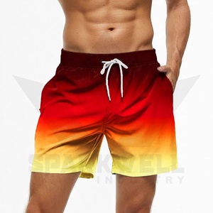 Short de bain pour homme vert dégradé à séchage rapide avec cordon de serrage, taille mi-haute, en satin, avec poches latérales - Product Image 6