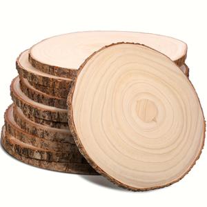 Rodajas de Madera Natural, 5 Piezas, Redondas, con Borde de Corte Natural, para Manualidades, Decoración Rústica para Bodas, Centros de Mesa, Troncos, China - Product Image 1