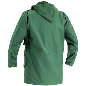 Men's Green Hooded Safari Jacket Long Canvas Water Resistant Outdoor <b>Parka</b> with Button Fly and Multiple <b>Pockets</b> - Product Image 3