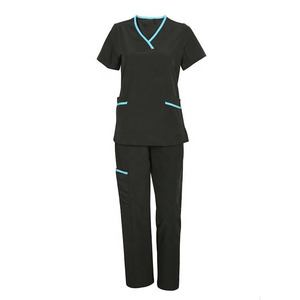 Custom Women Medical Scrub Set V Neck <b>Nurse</b> Uniform Woven Hospital Workwear with Pockets OEM Polyester Nursing Suit - Product Image 3