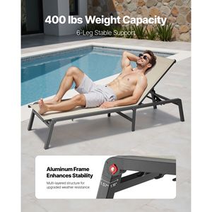 Sdraio Pieghevole per Piscina, Capacità di Carico 180 Kg, 5 Posizioni Regolabili, Facile Montaggio - Product Image 2