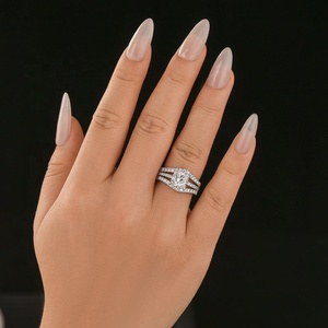 Ensemble de mariage en or blanc 10 carats avec diamant de laboratoire certifié IGI, taille princesse, 2,00 carats, clarté VS1, couleur F, diamant CVD - Product Image 4