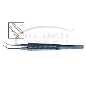 Girard Tying Forceps 0.3mm Angled Titanium Blue Ophthalmic Microsurgical Suturing Instrument By <b>Blush</b> Surgical - Product Image 1