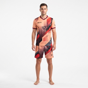 Camiseta de fútbol con cuello en V, manga corta y pantalón corto, diseño de sublimación personalizado, nombre del jugador, ajuste atlético - Product Image 5