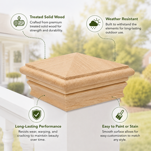 Tapa de poste piramidal de madera maciza personalizada, cubierta duradera para postes de valla y terraza, fabricante OEM ODM, tapa de poste piramidal de madera maciza - Product Image 4