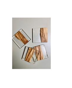 Juego de posavasos de resina y madera hechos a mano con diseño artístico moderno para decoración del hogar, mesa de café, mesa de comedor y uso en escritorio de oficina. - Product Image 2