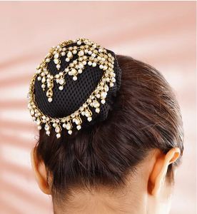 Élégante coiffe en filet perlée pour chignon, accessoire de mariage pour femme - Product Image 3