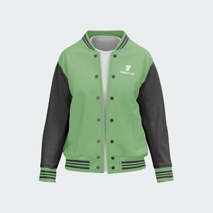 High Visibility Green Safety Reflective Waterproof Eco-Friendly Windproof Varsity Jacket Wool/Polyester <b>Covered</b> <b>Button</b> Closure - Product Image 4