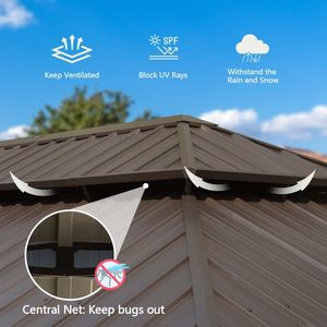 Gazebo de Techo Doble de Acero Galvanizado de 14x22 Pies con Estructura de Aluminio para Exteriores, Sistema de Canaletas Integrado y Pérgola con Cortinas - Product Image 2