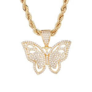 Pendentif papillon en moissanite dorée de haute qualité pour filles, collier plaqué or pour femmes, pendentif de mariage - Product Image 4