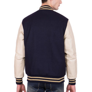 New Custom Patchwork Real <b>Leather</b> Sleeves Embroidery Logo Hot Selling Varsity Letterman <b>Jacket</b> for <b>men</b> - Product Image 3
