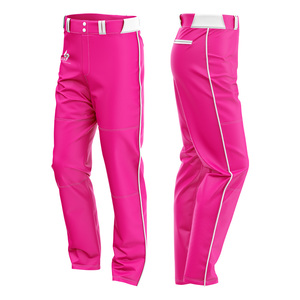 Pantalon de baseball vert en polyester pour homme avec bande blanche, logo brodé personnalisé, fermeture boutonnée, coupe classique, toutes saisons, pantalon de sport - Product Image 4