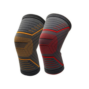 Knee Sleeve Compression Support <b>Brace</b> Elastic Polyester <b>Men</b> Black Orange Patterned Design - Product Image 4