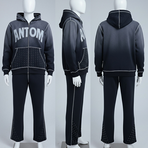 Mens Winter Plus Size Red Tracksuit Set Full <b>Zip</b> Hoodie Sweatpants Two Piece Casual Sportswear 100% Polyester Anti-Bacterial - Product Image 1