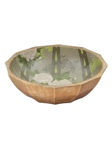 <b>Large</b> Disposable Polished <b>Wood</b> <b>Bowl</b> Fruit Salad Serving Wavy Edge Eco-Friendly Natural Design FAIZA CRAFT Decorative Centerpiece - Product Image 5