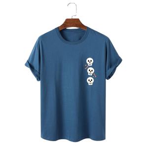 Camiseta de corte regular para hombre Camiseta absorbente de sudor de manga corta de larga duración Camiseta azul personalizada para hombre Estilo de vida diario al por mayor - Product Image 1